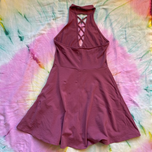 Express Mauve Mini Halter Skater Dress | Size S - Picture 2 of 11